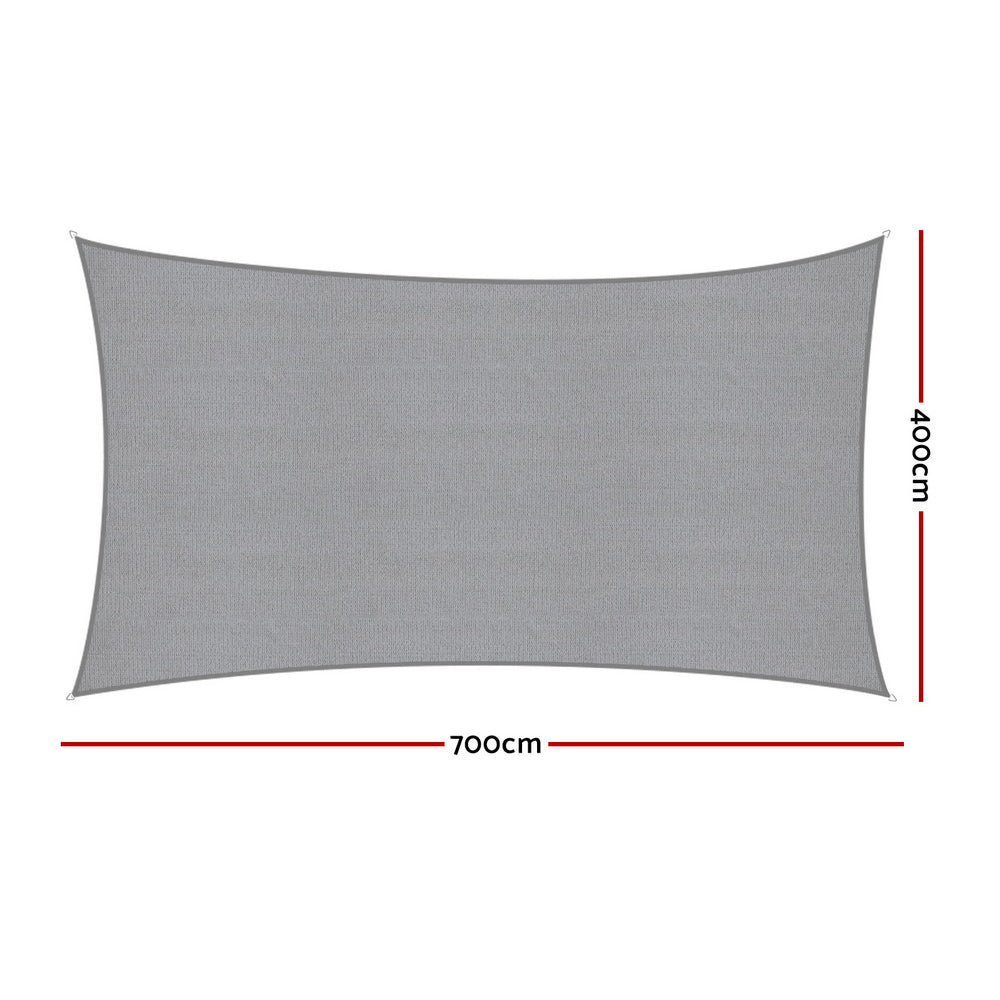 Instahut Rectangle Shade Sail Canopy 4x7m 280gsm Grey