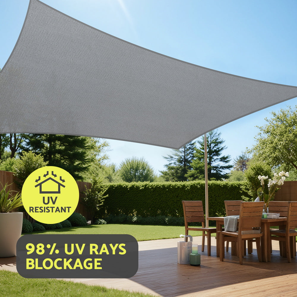 Instahut Rectangle Shade Sail Canopy 4x7m 280gsm Grey