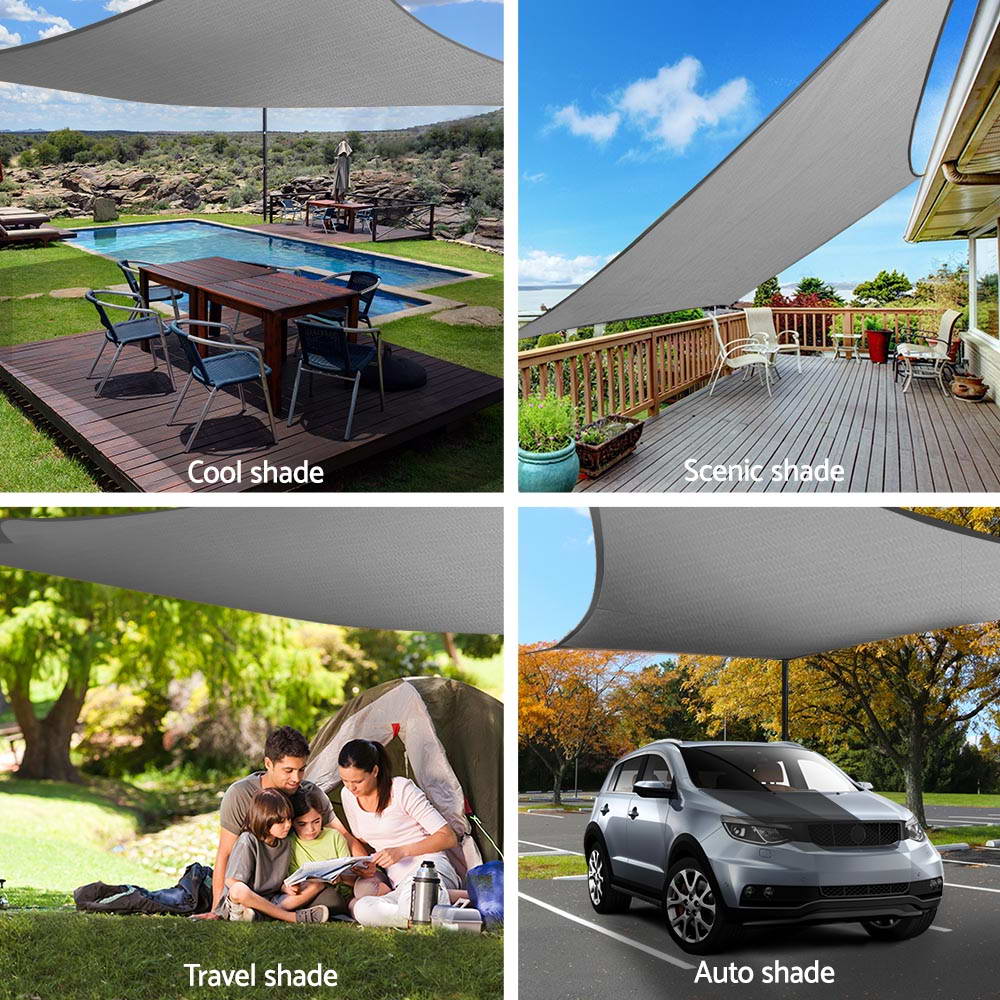 Instahut 3x5m Rectangle Shade Sail 280GSM 98% UV Block Grey