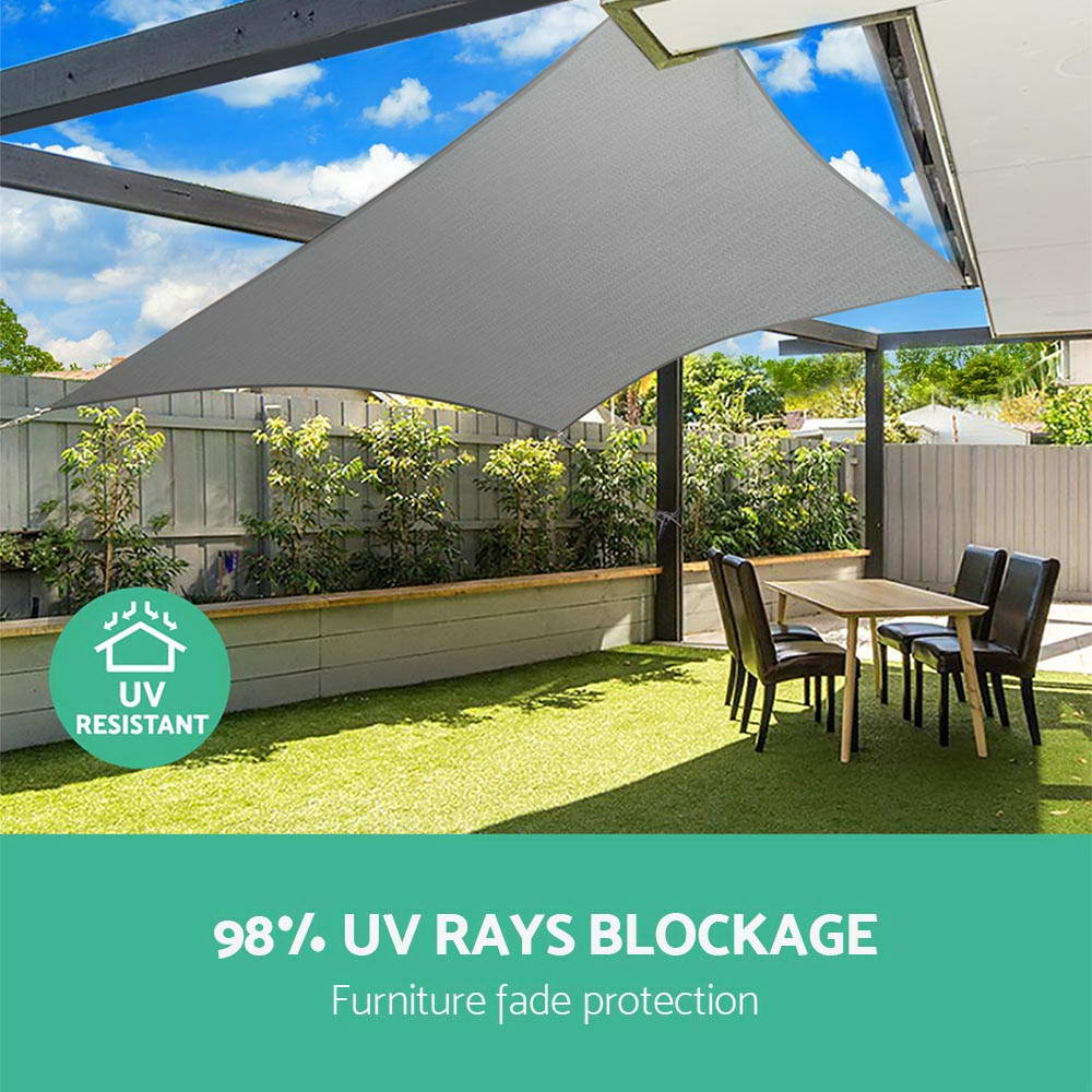 Instahut 3x5m Rectangle Shade Sail 280GSM 98% UV Block Grey