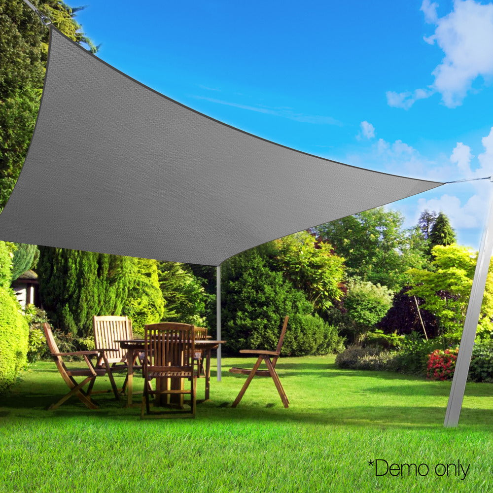 Instahut 3x5m Rectangle Shade Sail 280GSM 98% UV Block Grey