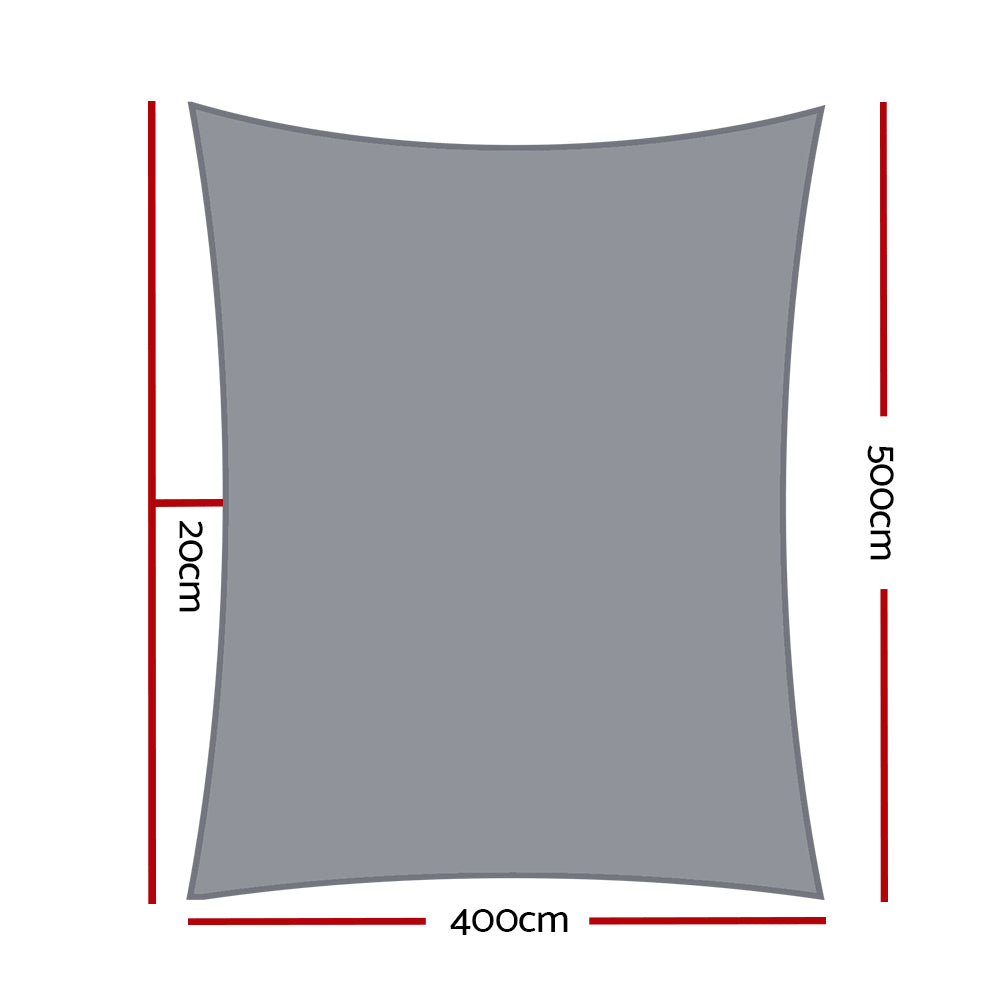 Instahut 4x5m Rectangle Shade Sail 280GSM 98% UV Block Grey