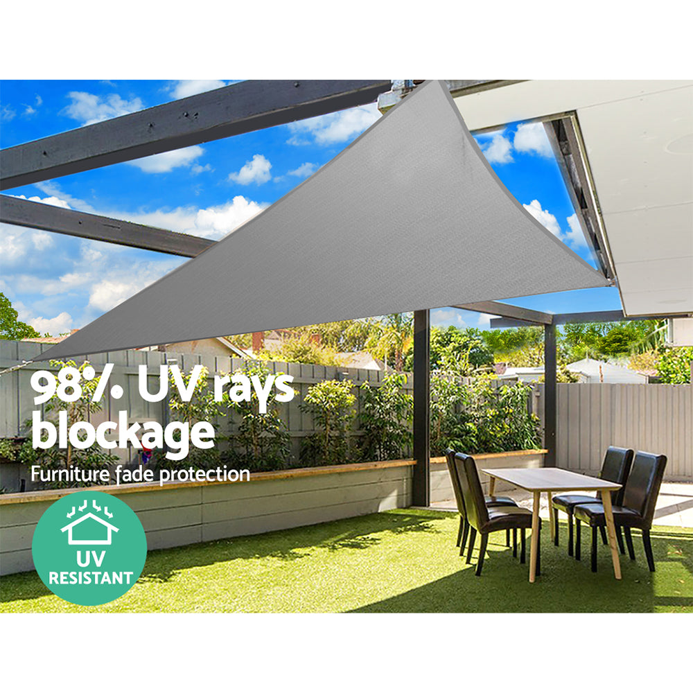 Instahut 5x5x5m Triangle Shade Sail 280GSM 98% UV Block Grey