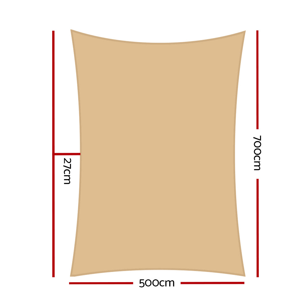 Instahut 5x7m Rectangle Shade Sail 280GSM Sand Beige