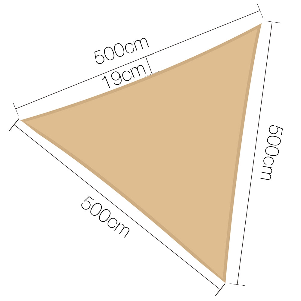 Instahut 5x5x5m Triangle Shade Sail 185GSM Sand Beige