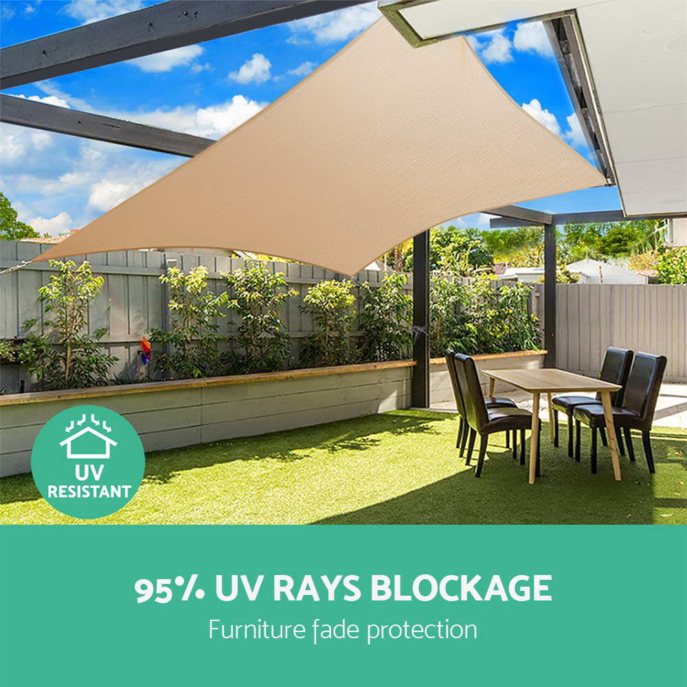 Instahut 5x5x5m Triangle Shade Sail 185GSM Sand Beige