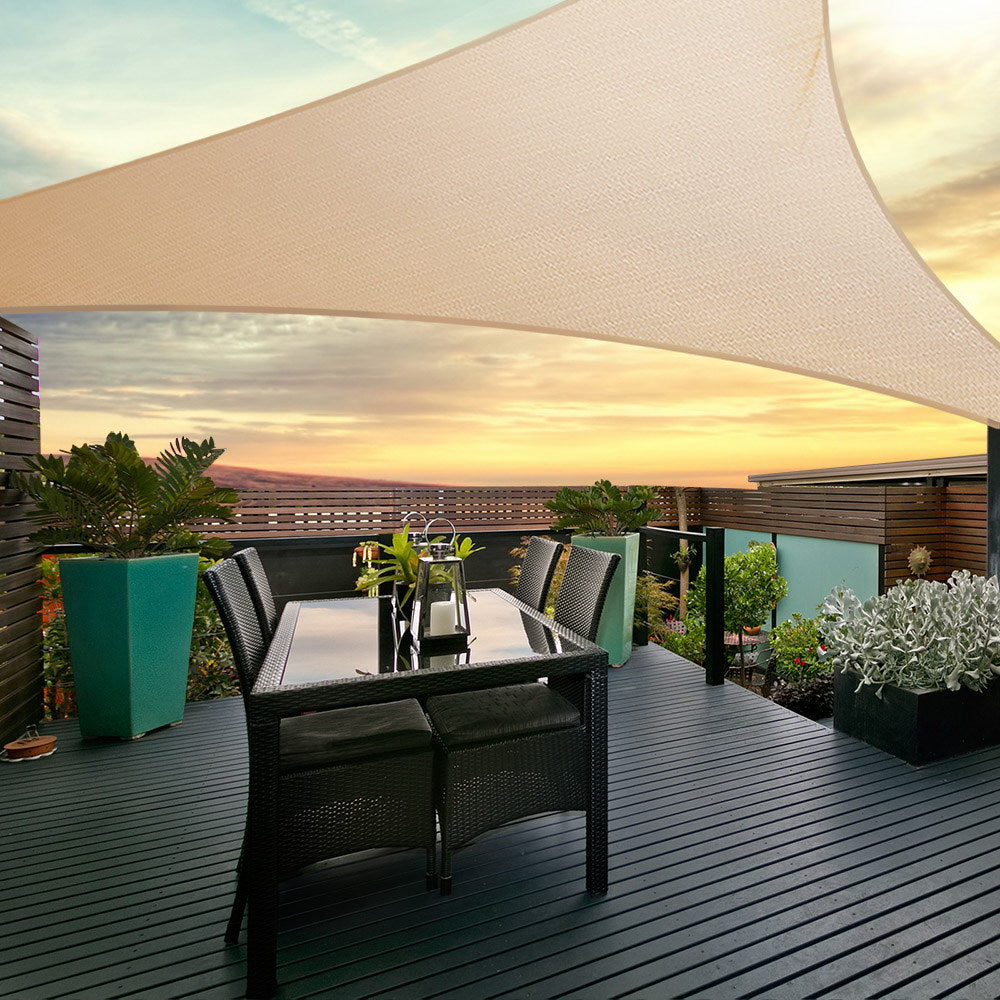 Instahut 5x5x5m Triangle Shade Sail 185GSM Sand Beige