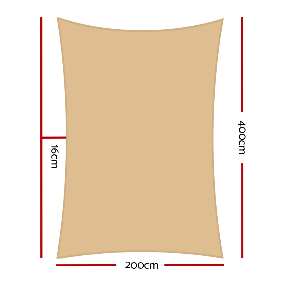 Instahut 2x4m Rectangle Shade Sail Waterproof Sand