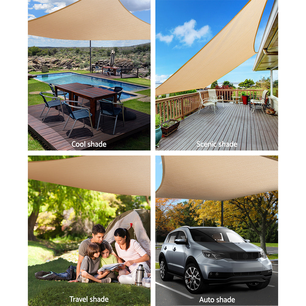 Instahut 3x4m Rectangle Waterproof Shade Sail Sand 95% UV Block
