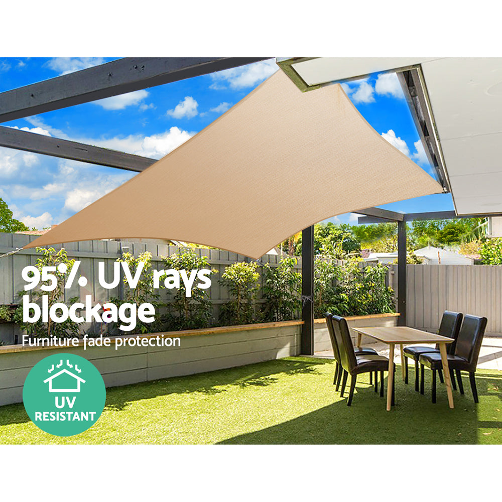 Instahut 3x4m Rectangle Waterproof Shade Sail Sand 95% UV Block