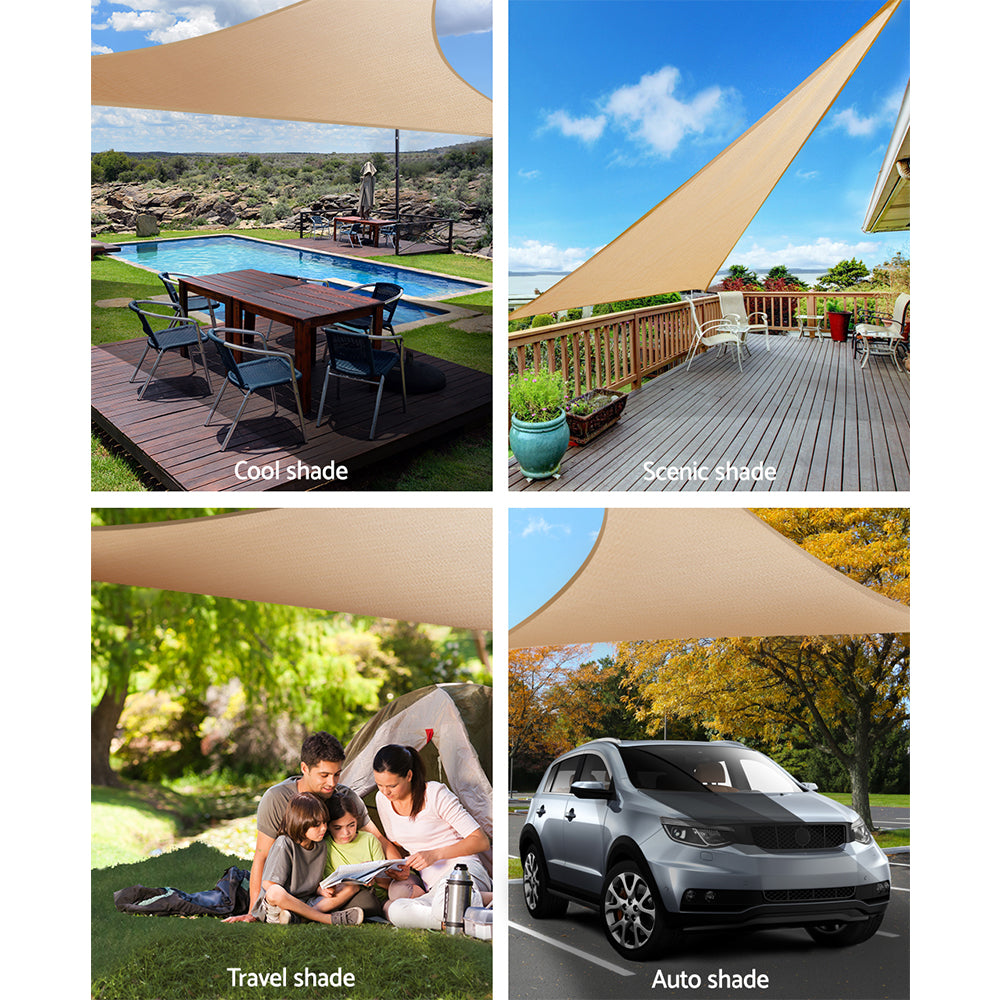 Instahut 5x5x5m Triangle Shade Sail Waterproof Sand 95% UV Block