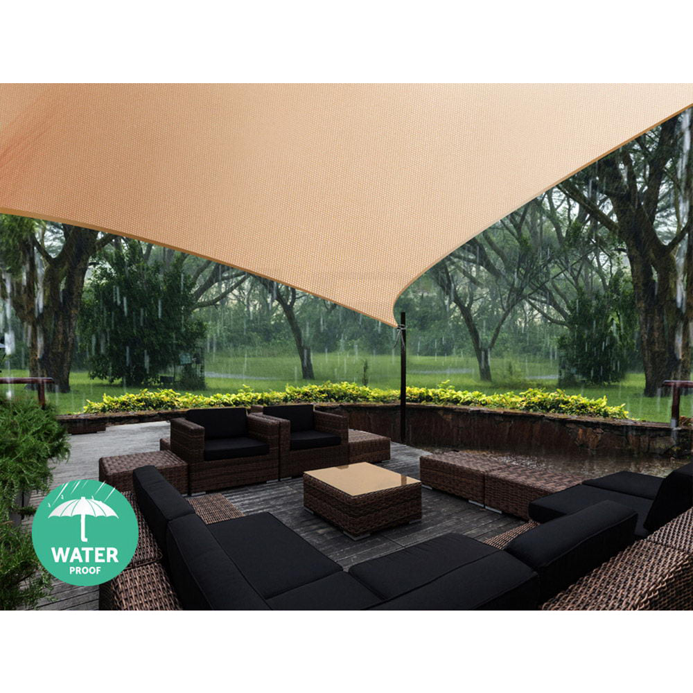 Instahut 5x5x5m Triangle Shade Sail Waterproof Sand 95% UV Block