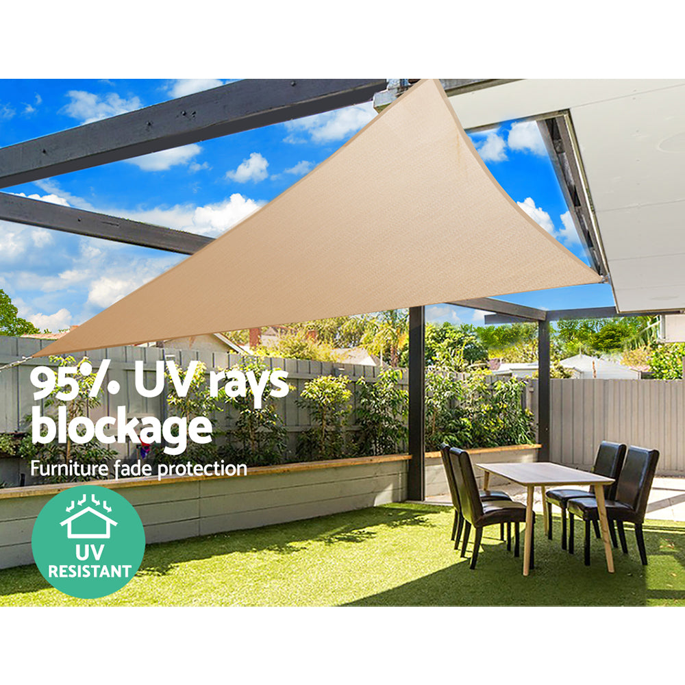 Instahut 5x5x5m Triangle Shade Sail Waterproof Sand 95% UV Block