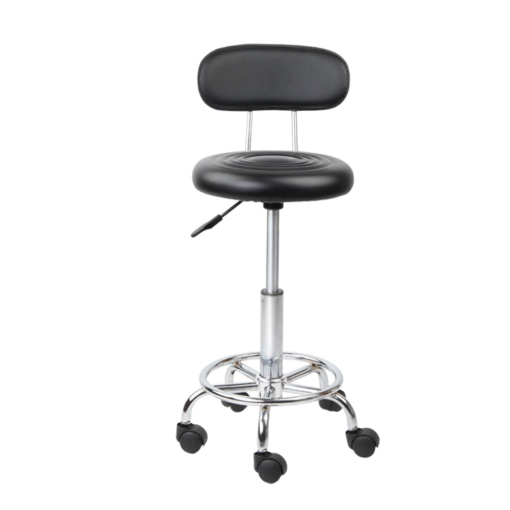 Artiss Swivel Salon Stool Chair Black PU Leather