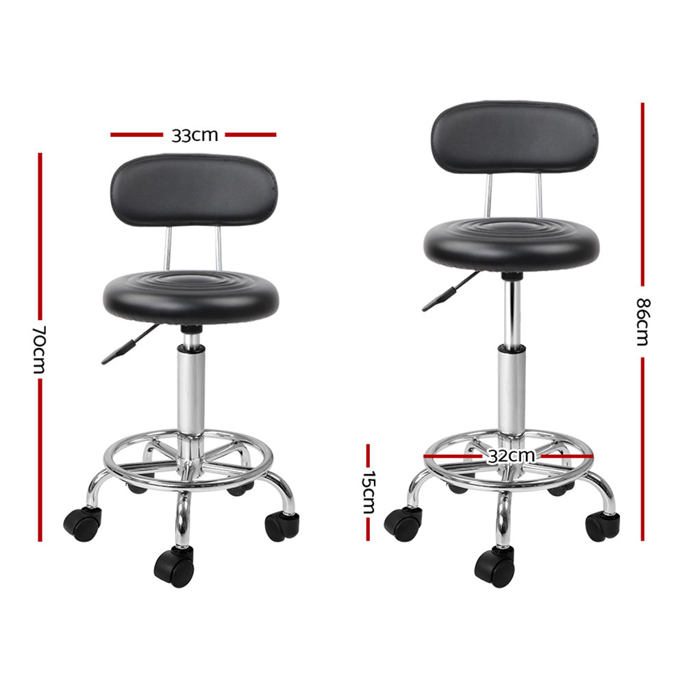 Artiss 2x Swivel Salon Stools Black PU Leather Adjustable