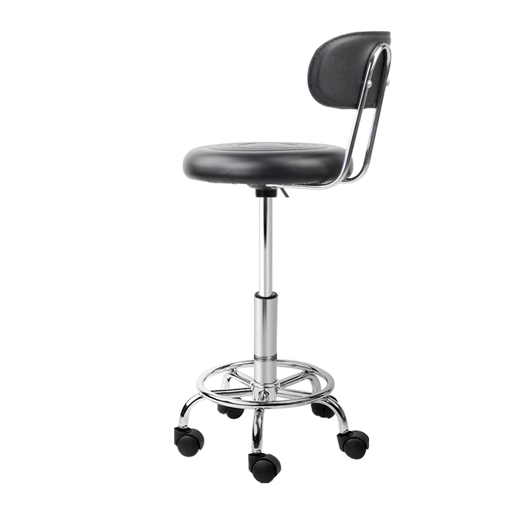 Artiss 2x Swivel Salon Stools Black PU Leather Adjustable