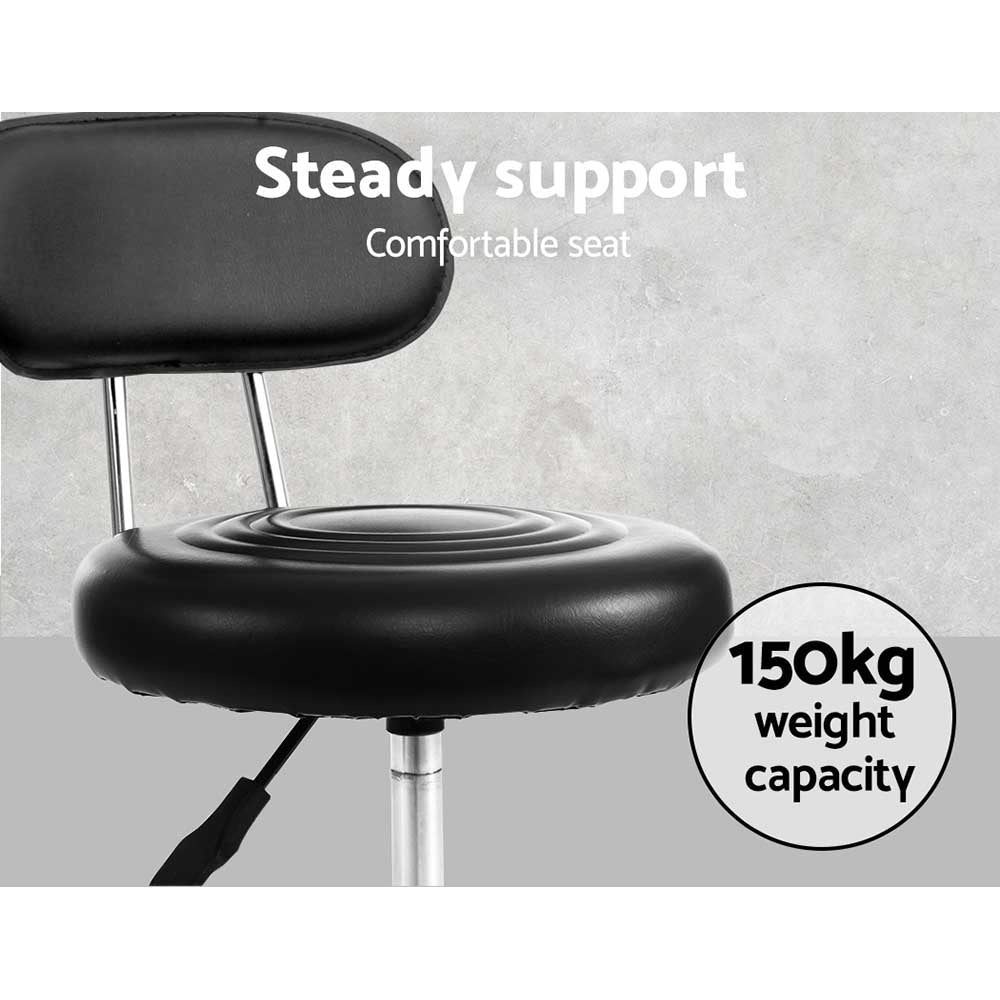 Artiss 2x Swivel Salon Stools Black PU Leather Adjustable