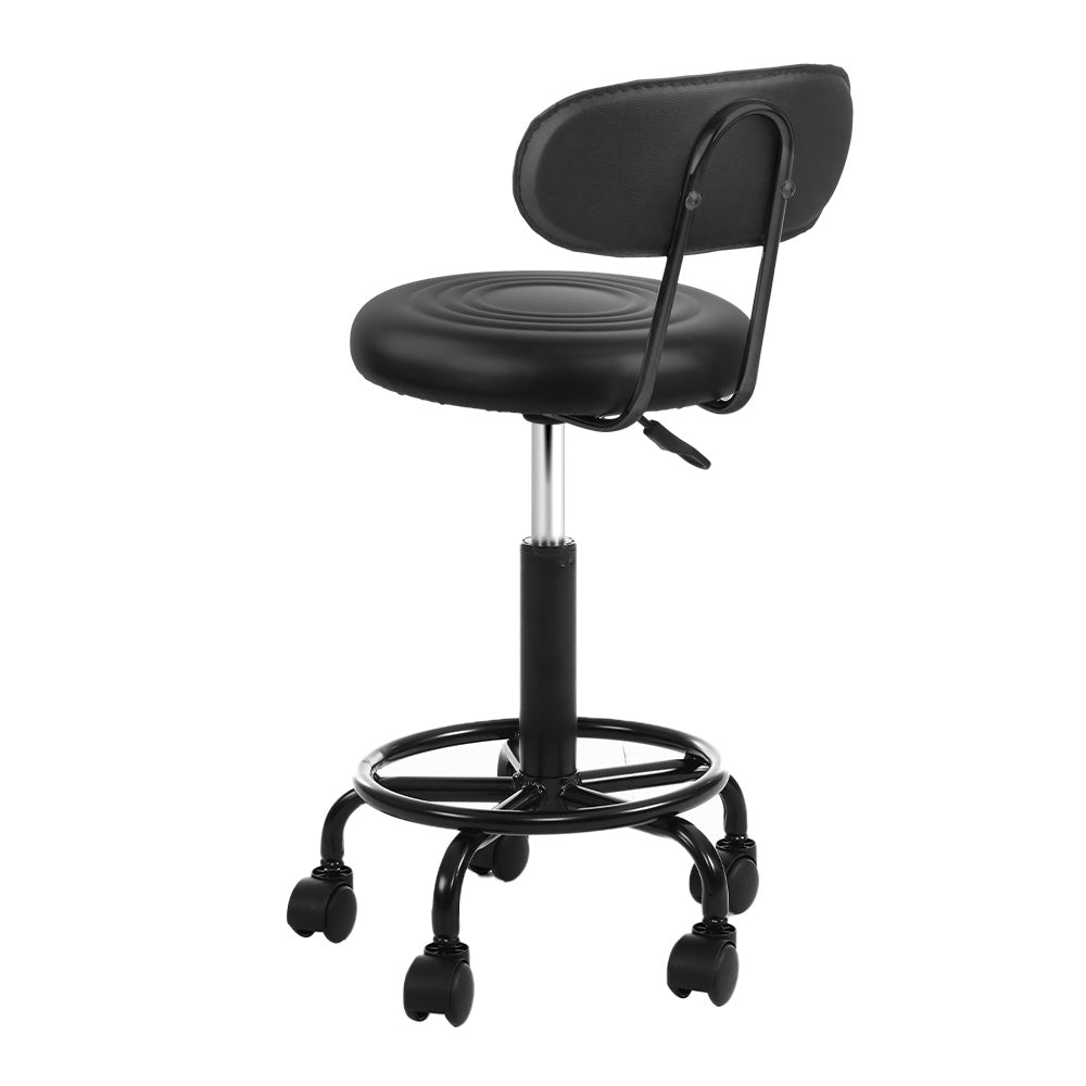 Artiss Swivel Salon Stool Chair Black PU Leather