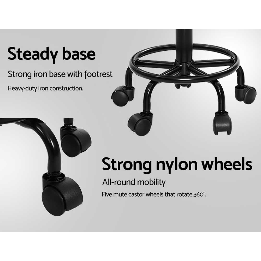 Artiss Swivel Salon Stool Chair Black PU Leather