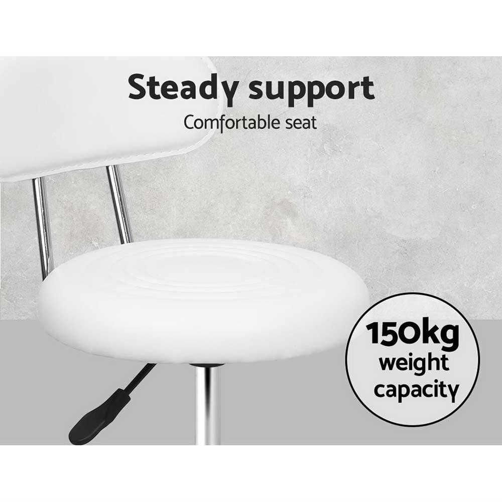 Artiss Pair Swivel Salon Stools White Adjustable Backrest