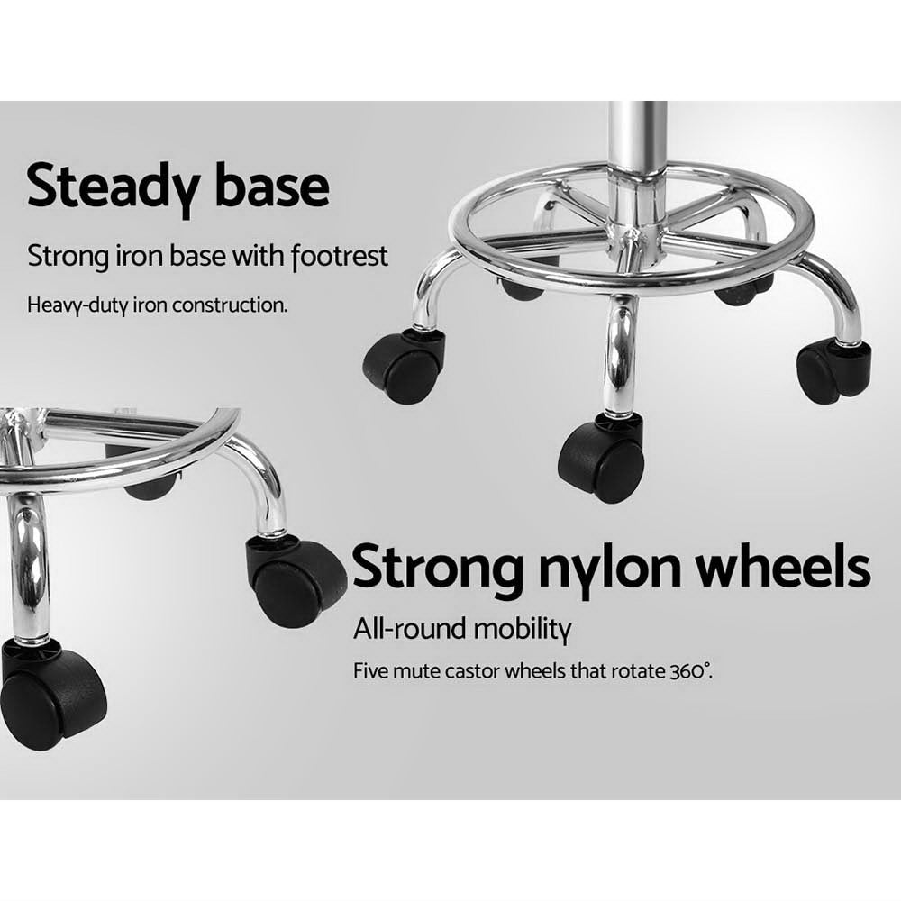 Artiss Pair Swivel Salon Stools White Adjustable Backrest