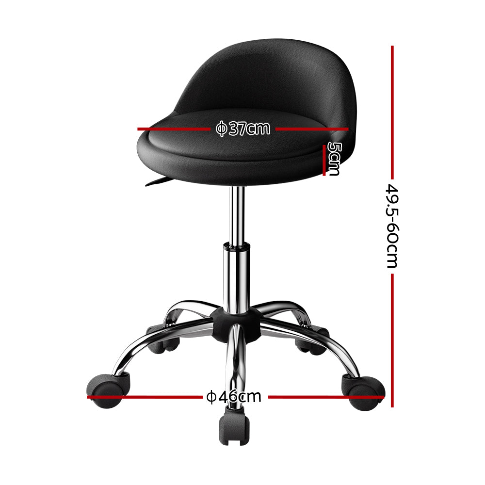 Artiss Swivel Salon Stool Chair Black PVC Leather Adjustable