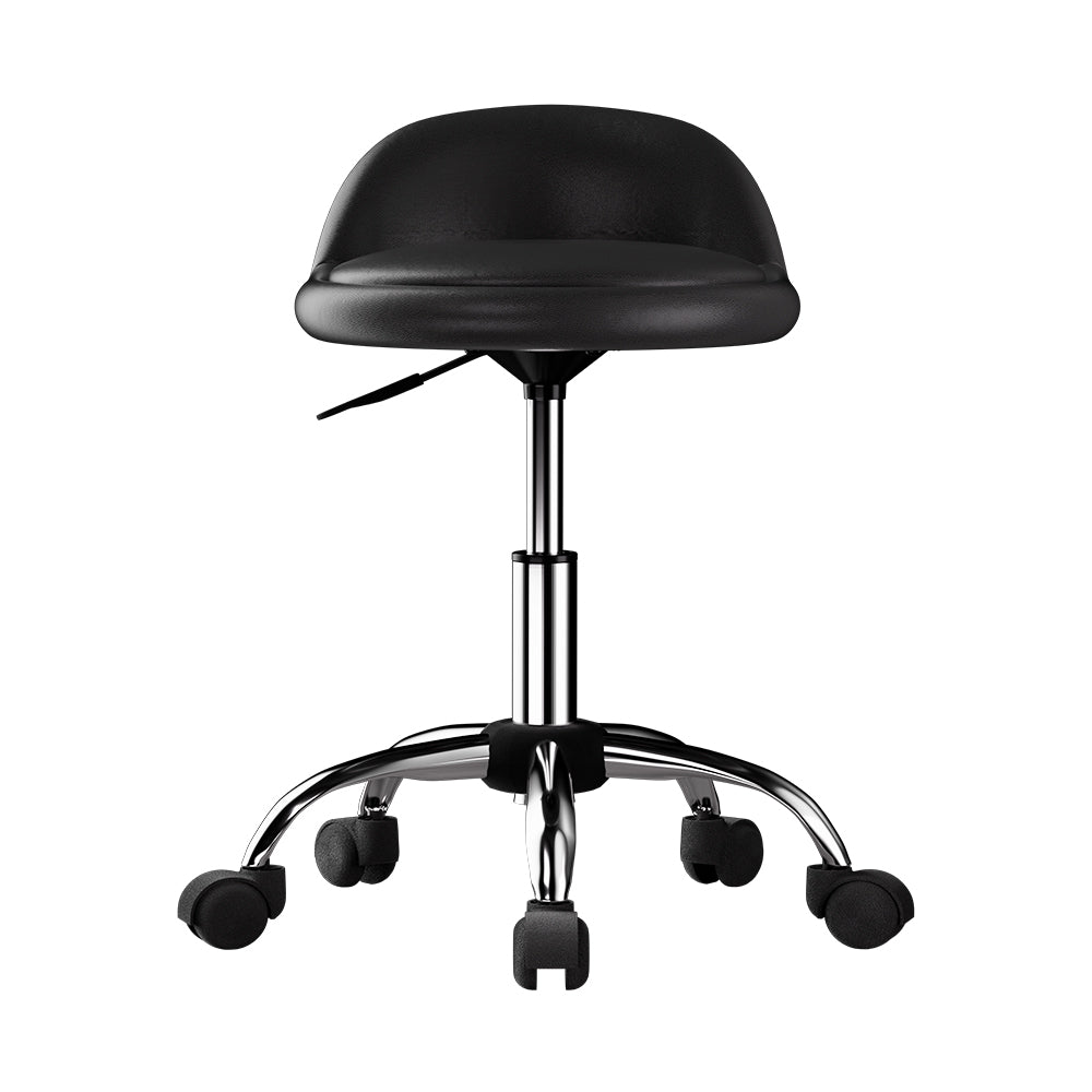Artiss Swivel Salon Stool Chair Black PVC Leather Adjustable