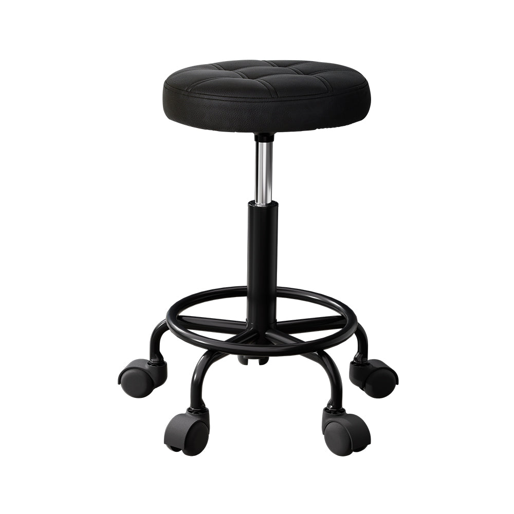 Artiss Round Swivel Salon Stool Black Adjustable Height
