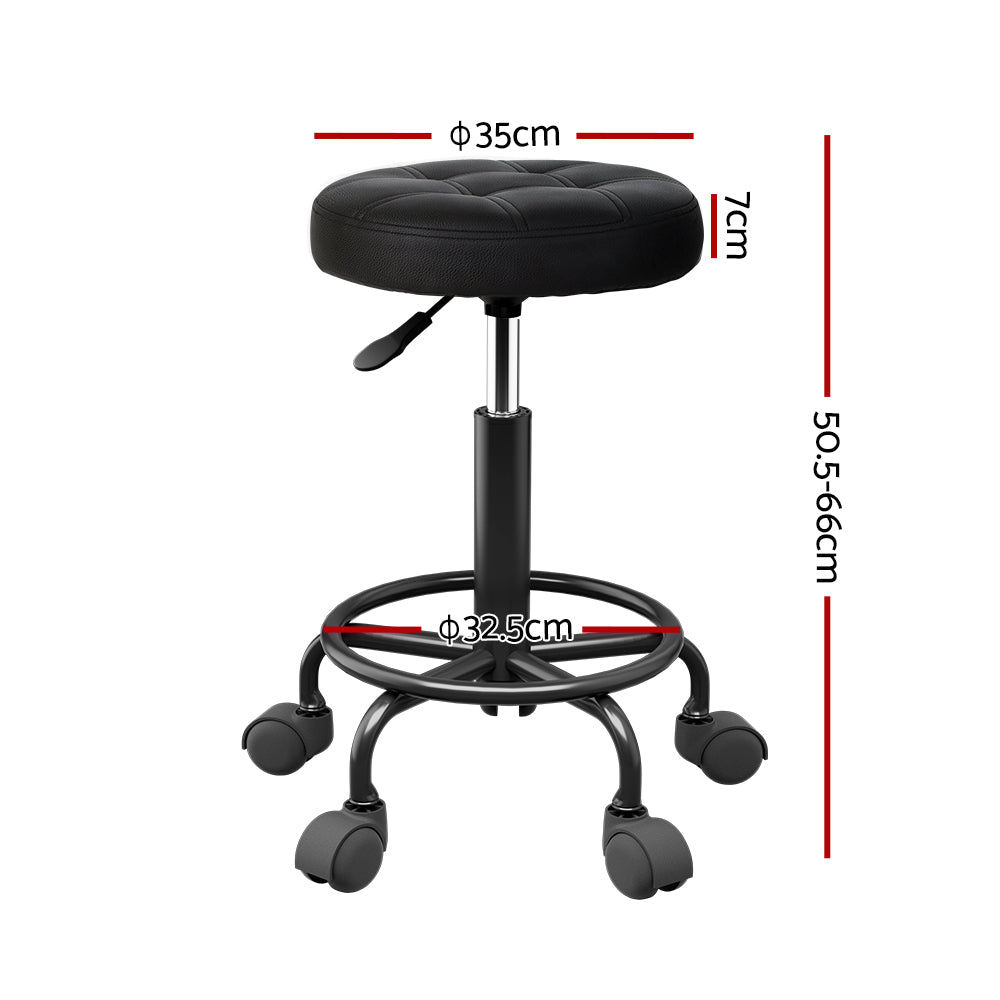 Artiss Round Swivel Salon Stool Black Adjustable Height