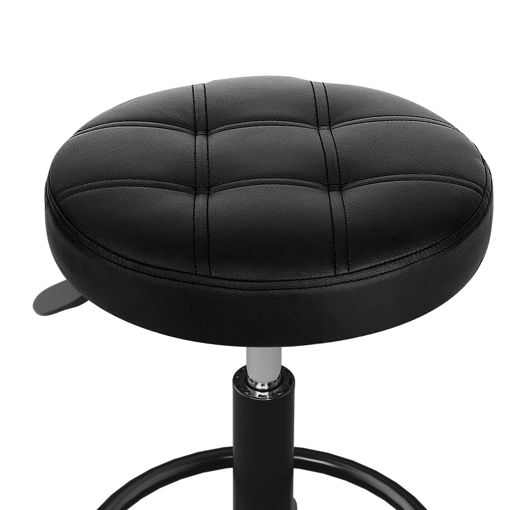 Artiss Round Swivel Salon Stool Black Adjustable Height