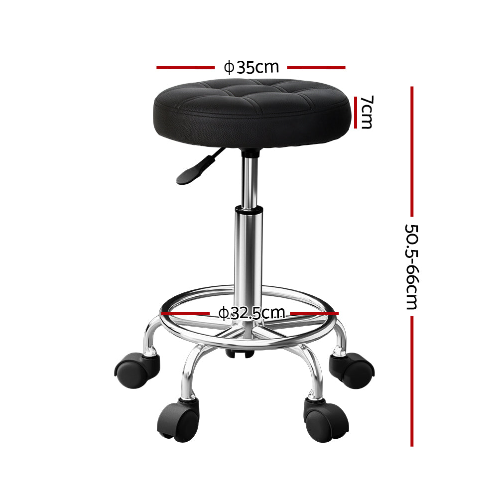 Artiss Round Swivel Salon Stool Black Adjustable PVC