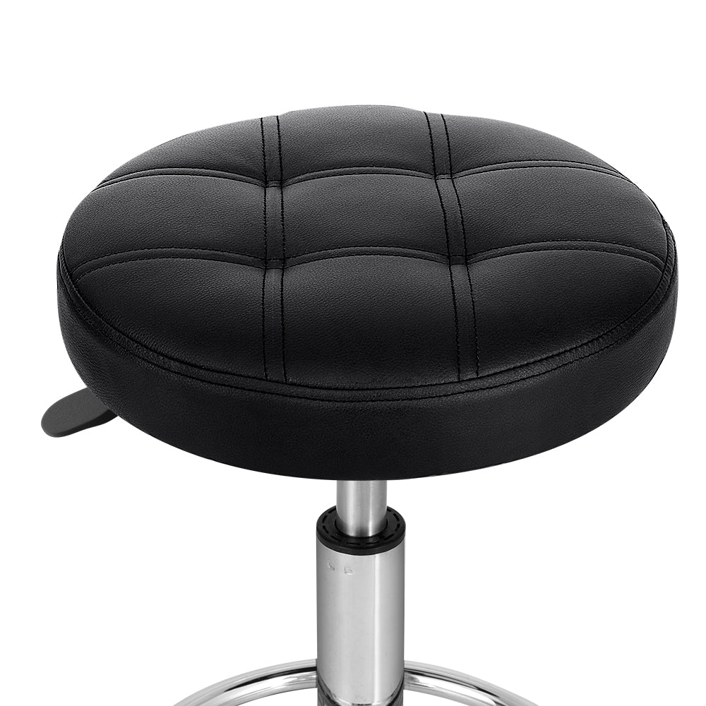 Artiss Round Swivel Salon Stool Black Adjustable PVC