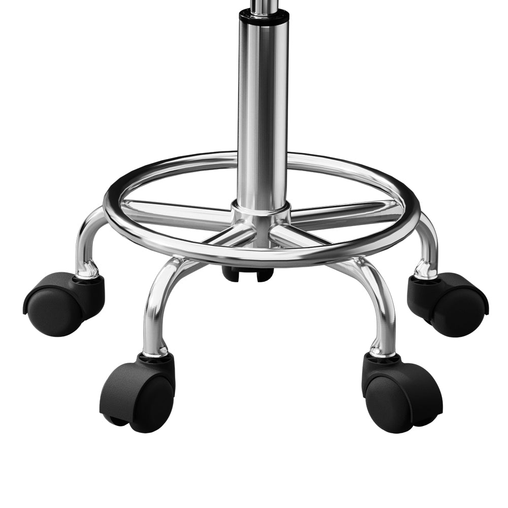 Artiss Round Swivel Salon Stool Black Adjustable PVC