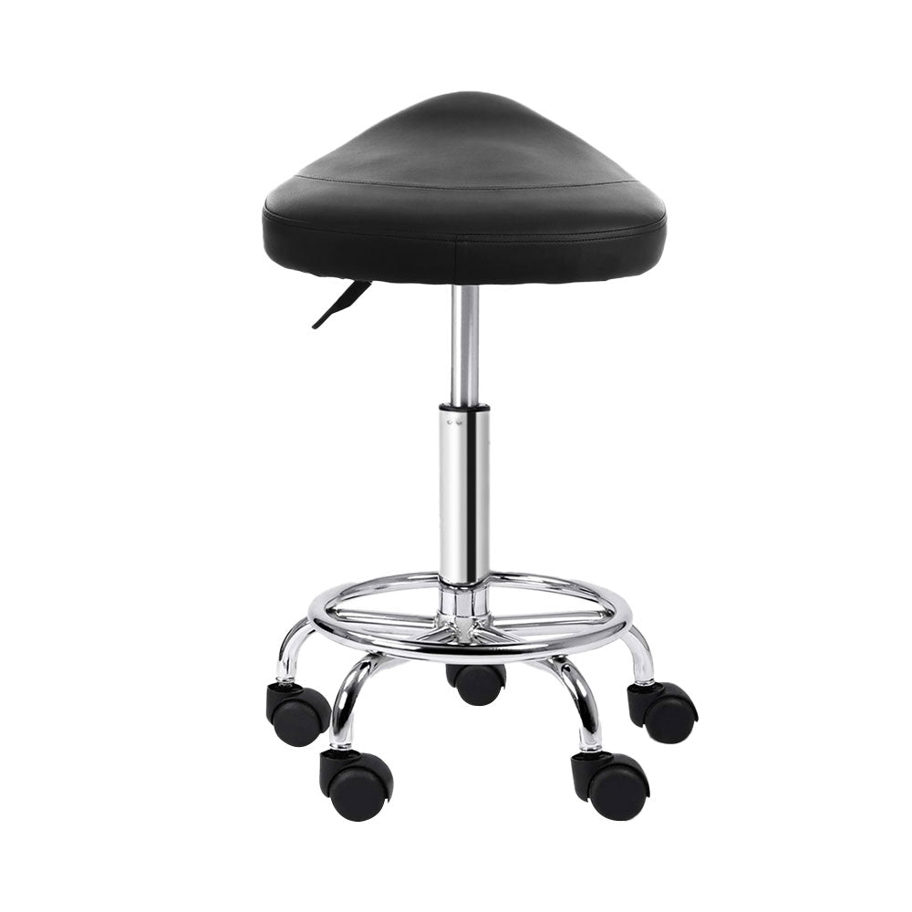 Artiss Salon Stool Pair Saddle Swivel Chair Black