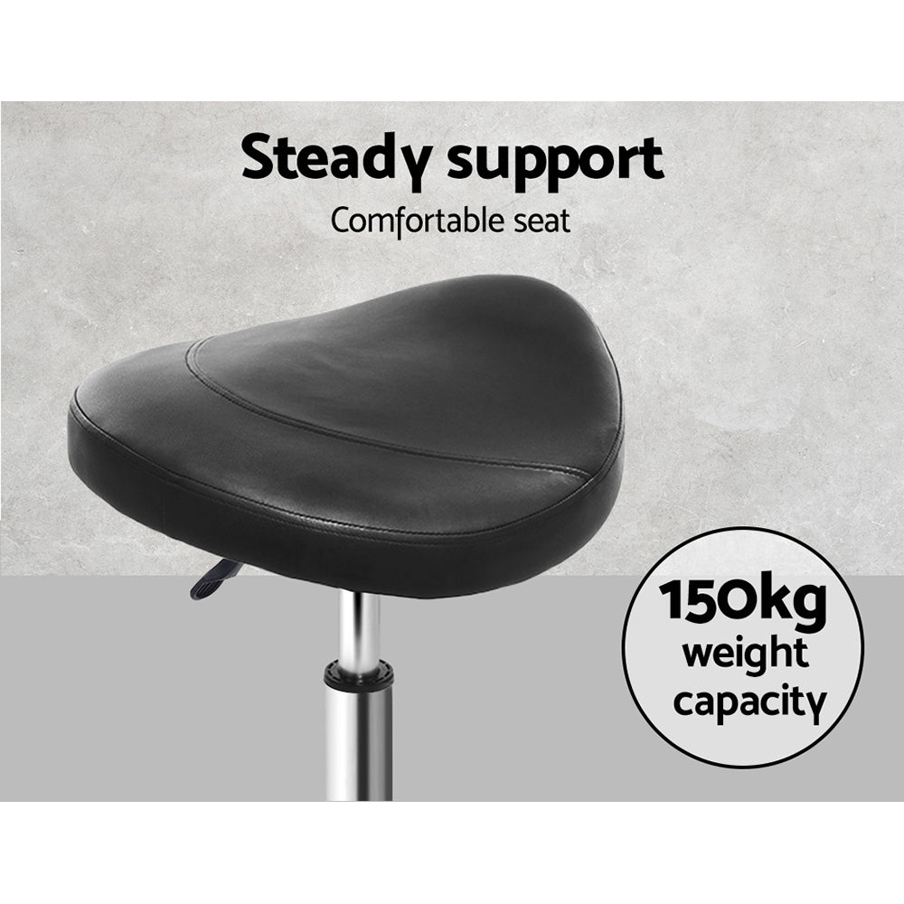 Artiss Salon Stool Pair Saddle Swivel Chair Black