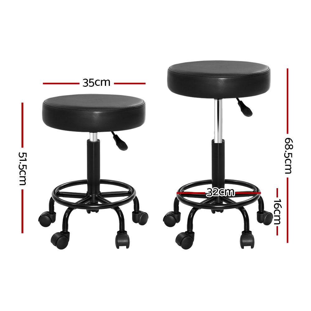 Artiss Salon Stool Pair Round Swivel Chair Black Adjustable