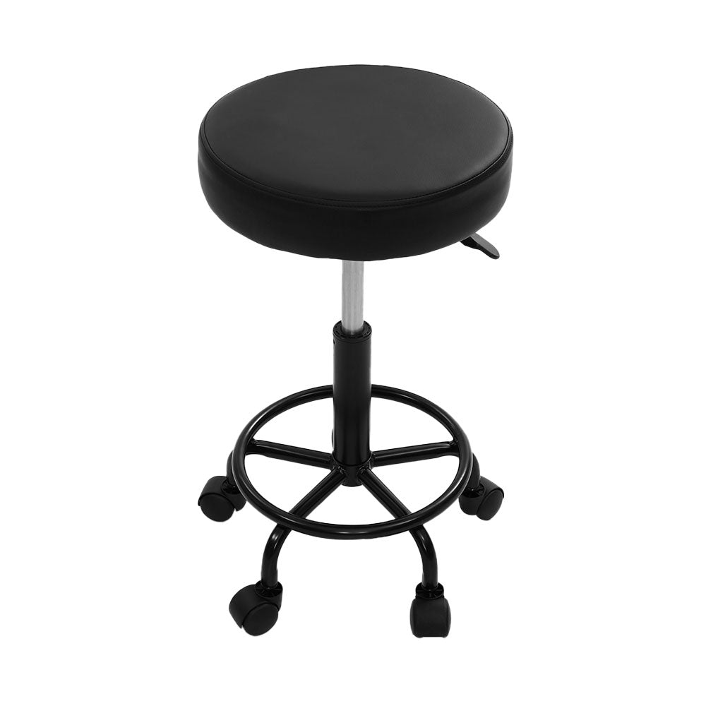 Artiss Salon Stool Pair Round Swivel Chair Black Adjustable