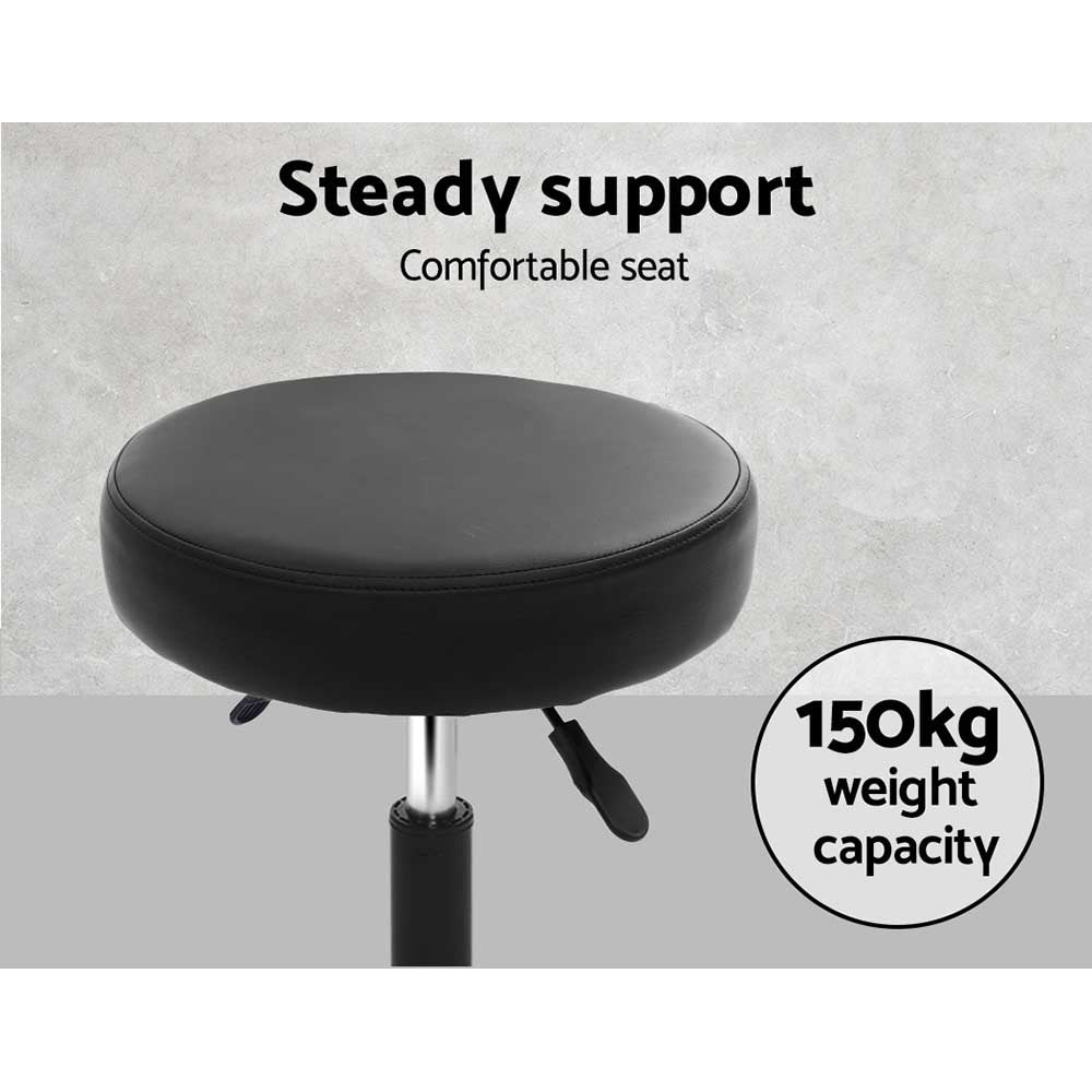 Artiss Salon Stool Pair Round Swivel Chair Black Adjustable