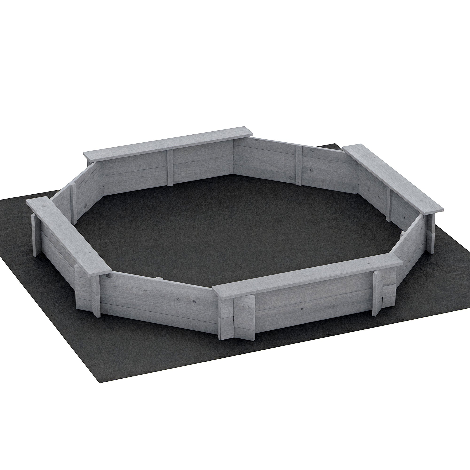 Keezi Kids Sandpit Wooden Round Sand Pit with Cover Bench Seat Beach Toys 182cm Grey