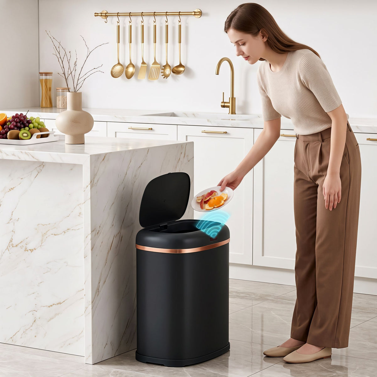Devanti 38L Motion Sensor Rubbish Bin Automatic Black
