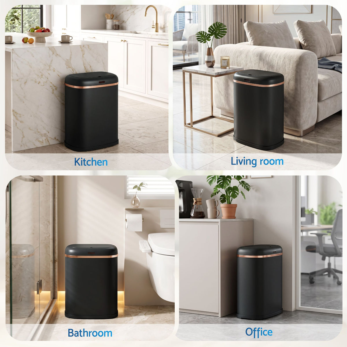 Devanti 38L Motion Sensor Rubbish Bin Automatic Black