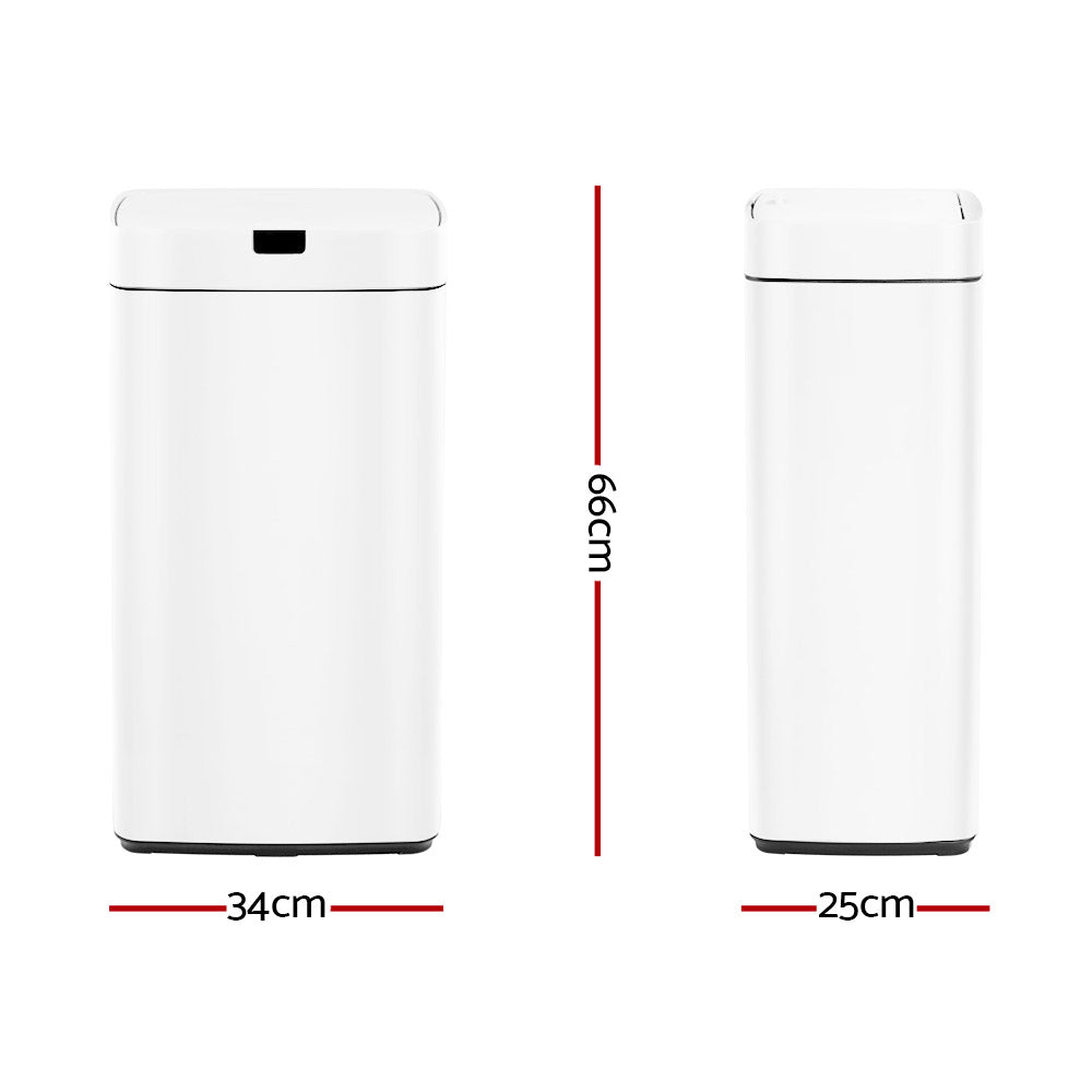 Devanti 45L Motion Sensor Rubbish Bin Automatic White