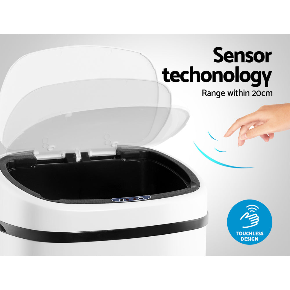 Devanti 68L Motion Sensor Rubbish Bin Automatic White