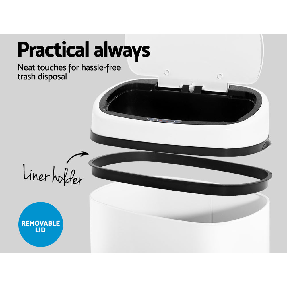 Devanti 68L Motion Sensor Rubbish Bin Automatic White