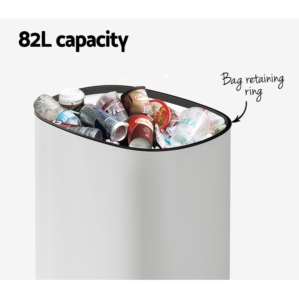 Devanti 82L Motion Sensor Rubbish Bin Automatic White