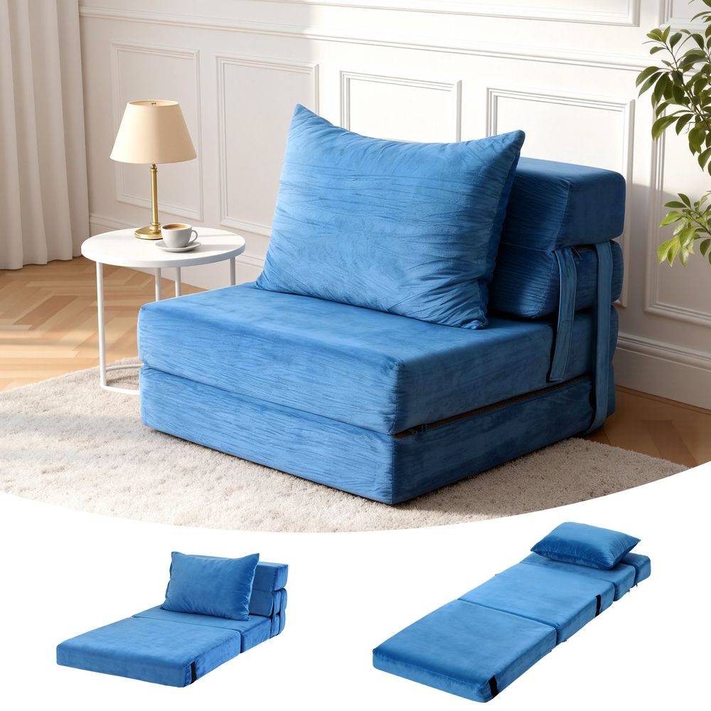Artiss 3-in-1 Folding Sofa Bed Lounger Velvet Couch