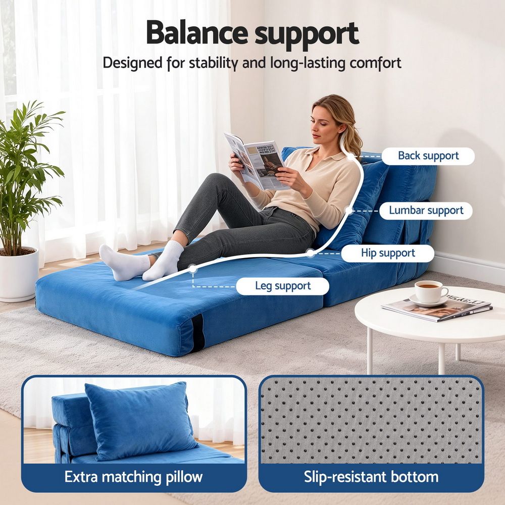 Artiss 3-in-1 Folding Sofa Bed Lounger Velvet Couch