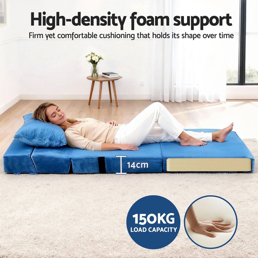 Artiss 3-in-1 Folding Sofa Bed Lounger Velvet Couch