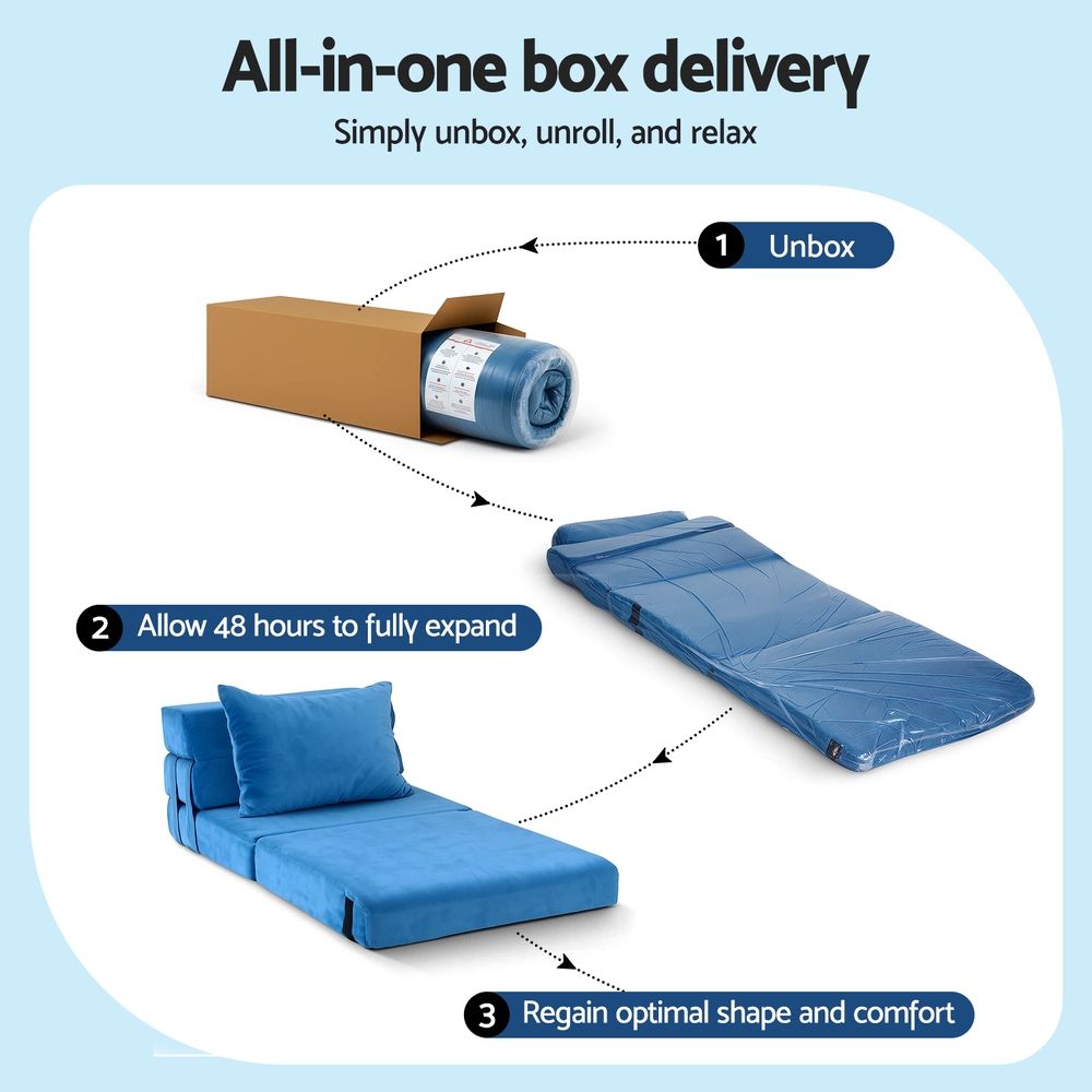 Artiss 3-in-1 Folding Sofa Bed Lounger Velvet Couch