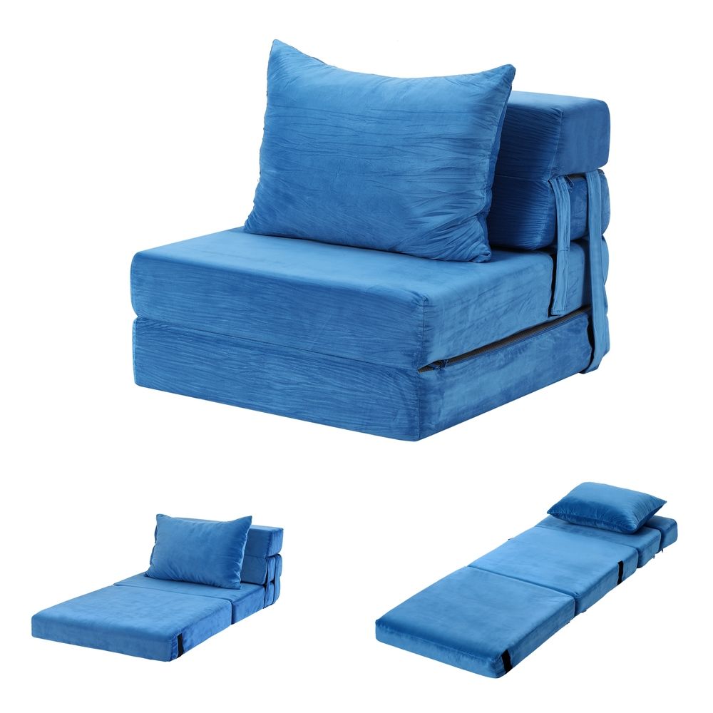 Artiss 3-in-1 Folding Sofa Bed Lounger Velvet Couch